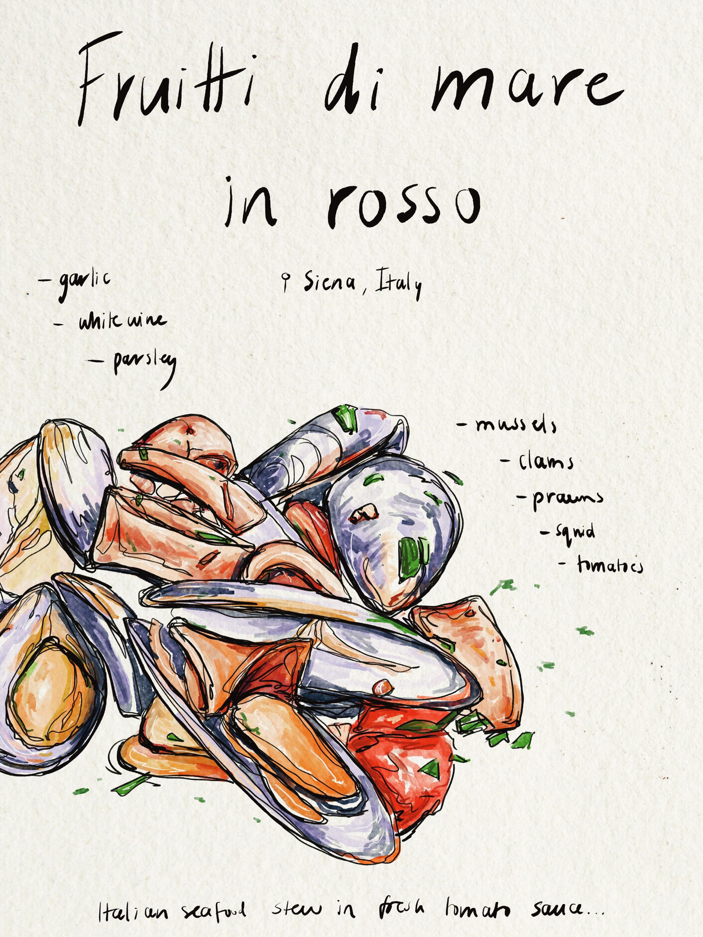 Culinary Travel Journal: Frutti di Mare in Rosso (Siena, Italy).